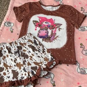 Brown Cow Print Pajama Set